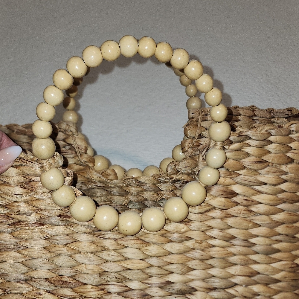 a new day Natural Brown Woven Tote with Beaded Handles - Picture 3 of 4